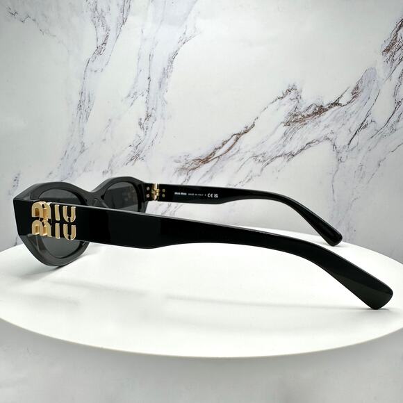 New MIU MIU Sunglasses Black Gold Rectangle Cat Eye Geometric Authentic - Picture 14 of 16